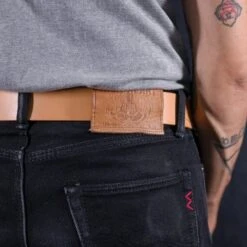 OGL Double Prong Garrison Buckle Leather Belt - Natural -Denim Clothing-Iron Heart International ogl belt dpgar nat 2