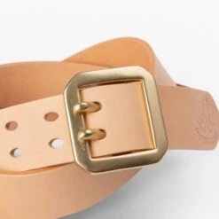 OGL Double Prong Garrison Buckle Leather Belt - Natural -Denim Clothing-Iron Heart International ogl belt dpgar nat 3