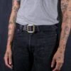 OGL Double Prong Garrison Buckle Leather Belt - Black -Denim Clothing-Iron Heart International ogl belt full dpgar blk