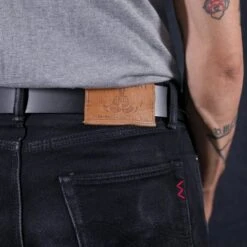 OGL Double Prong Garrison Buckle Leather Belt - Black -Denim Clothing-Iron Heart International ogl belt full dpgar blk 2