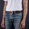 OGL Single Prong Garrison Buckle Leather Belt - Brown -Denim Clothing-Iron Heart International ogl belt full spgar brn