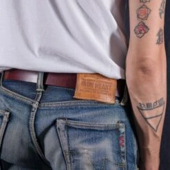 OGL Single Prong Garrison Buckle Leather Belt - Tan -Denim Clothing-Iron Heart International ogl belt full spgar tan 2