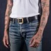OGL Single Prong Garrison Buckle Leather Belt - Hand-Dyed Black -Denim Clothing-Iron Heart International ogl belt spgar blk