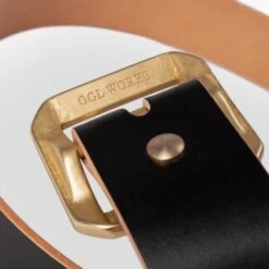 OGL Single Prong Garrison Buckle Leather Belt - Hand-Dyed Black -Denim Clothing-Iron Heart International ogl belt spgar blk 5