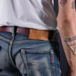 OGL Single Prong Garrison Buckle Leather Belt - Hand-Dyed Brown -Denim Clothing-Iron Heart International ogl belt spgar brn 2