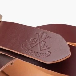 OGL Single Prong Garrison Buckle Leather Belt - Hand-Dyed Brown -Denim Clothing-Iron Heart International ogl belt spgar brn 4
