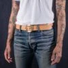 OGL Single Prong Garrison Buckle Leather Belt - Natural 1 OGL Single Prong Garrison Buckle Leather Belt - Natural -Denim Clothing-Iron Heart International ogl belt spgar nat