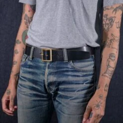 OGL Vintage 1.75" Leather Belt - Hand-Dyed Black