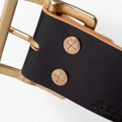 OGL Vintage 1.75" Leather Belt - Hand-Dyed Black -Denim Clothing-Iron Heart International ogl belt vtg175 blk 4