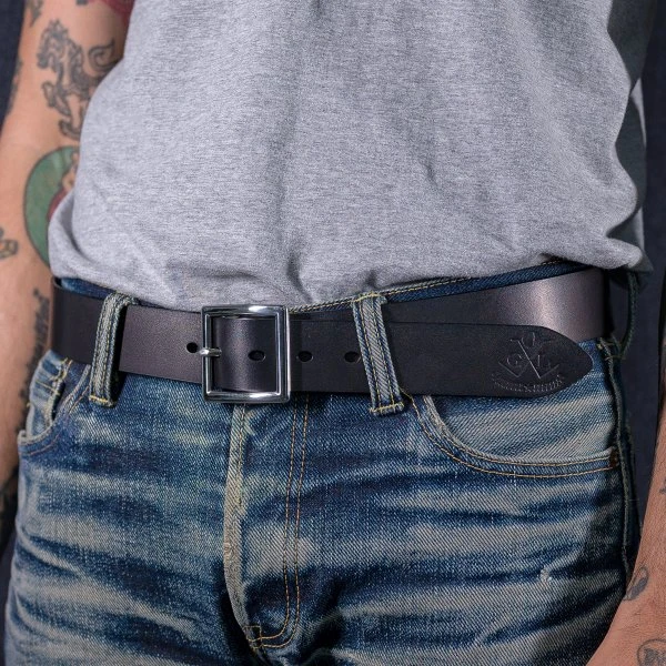 OGL Vintage Buckle Leather Belt - Black 4 OGL Vintage Buckle Leather Belt - Black - Image 2