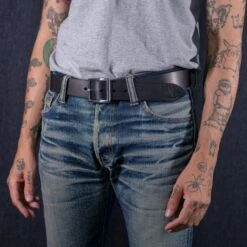 OGL Vintage Buckle Leather Belt - Black